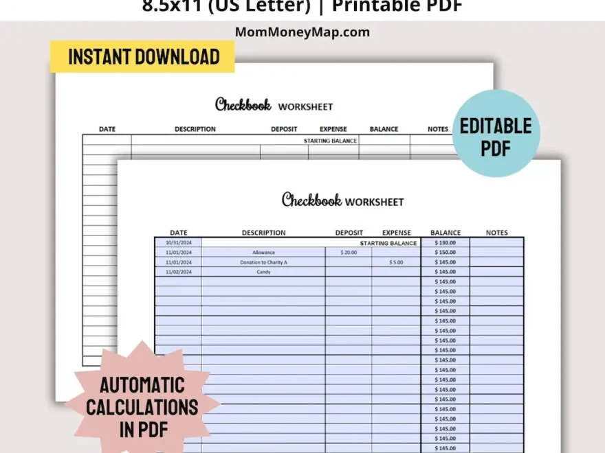 Checkbook Worksheet Printable PDF Check Register Reconciliation Worksheet Worksheet To Balance Checkbook Checkbook Balance Sheets PDF Etsy