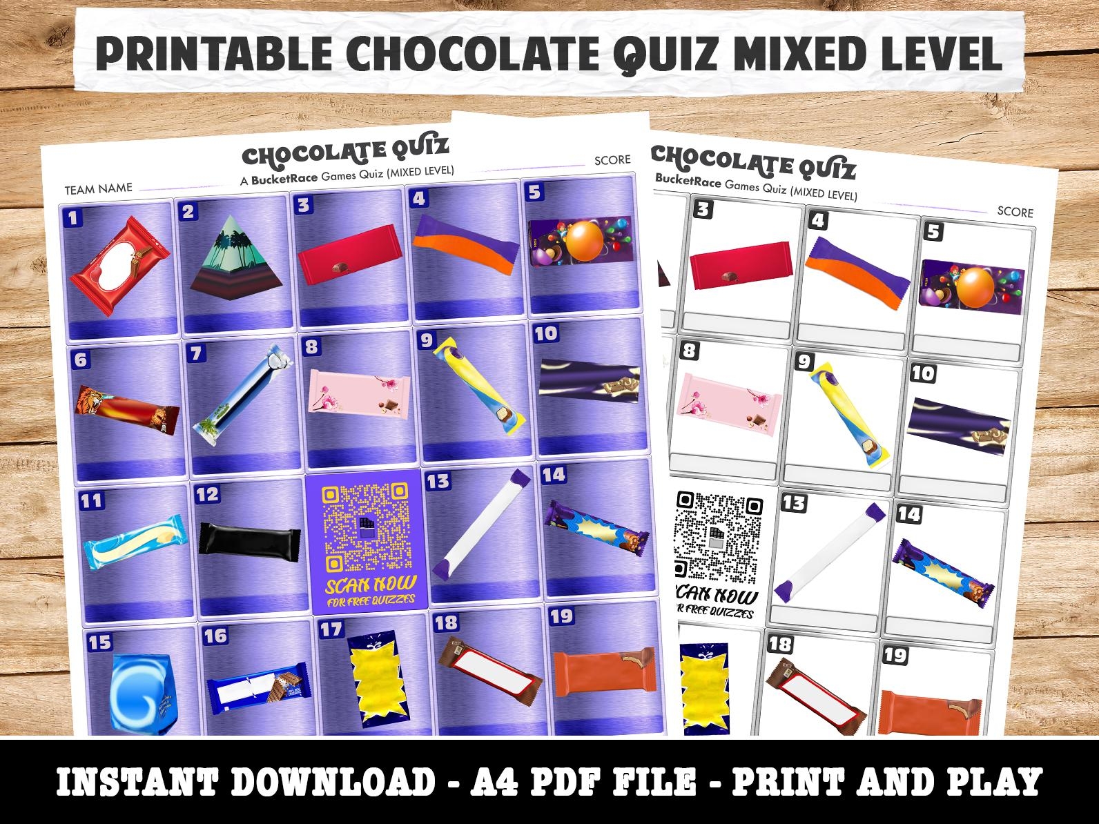 Chocolate Wrapper Quiz Printable