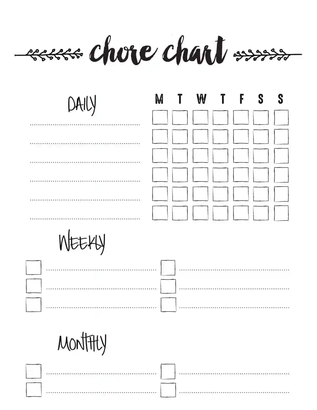 Free Printable Blank Chore Sheet