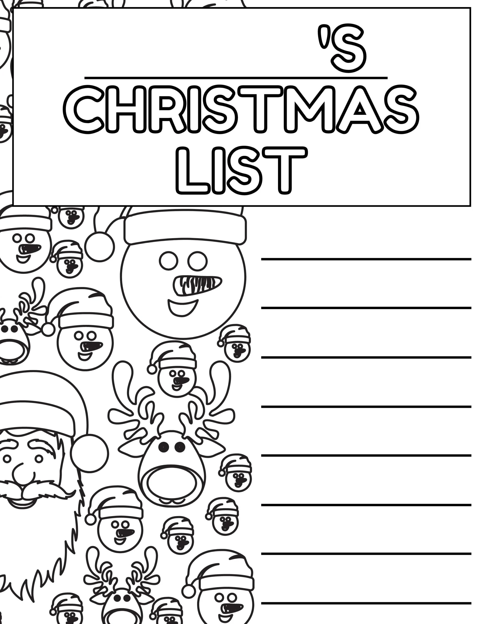 Christmas Coloring Wish List For Kids List For Santa Christmas Gift List From Kids Etsy