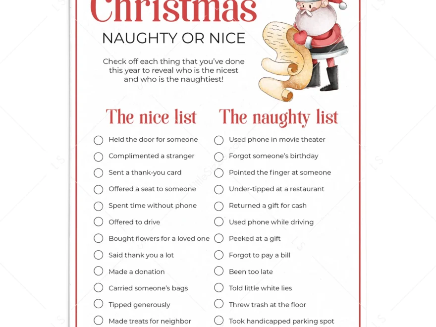 Christmas Naughty Or Nice List For Adults Printable Instant Download LittleSizzle