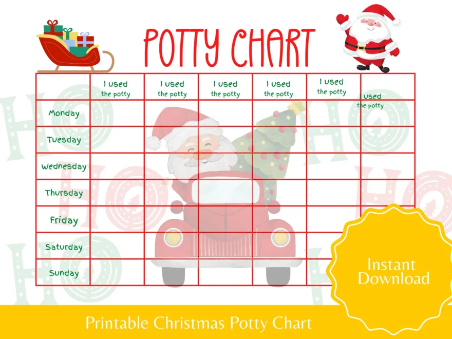 Christmas Potty Training Chart Santa Tracker printable PDF Etsy