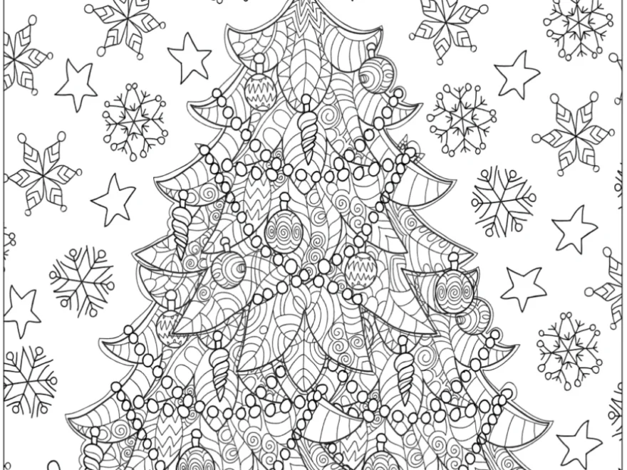 Christmas Tree Colouring Page Castle Arts