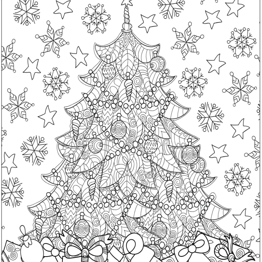 Christmas Tree Colouring Page Castle Arts