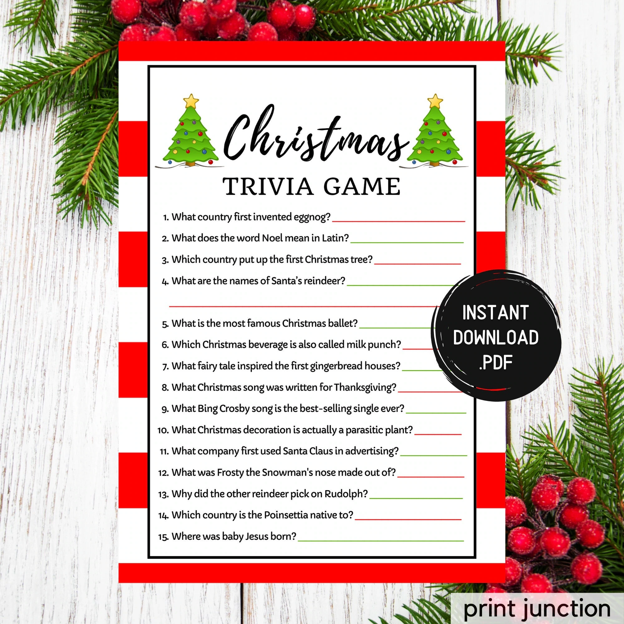Christmas Trivia Printable Game