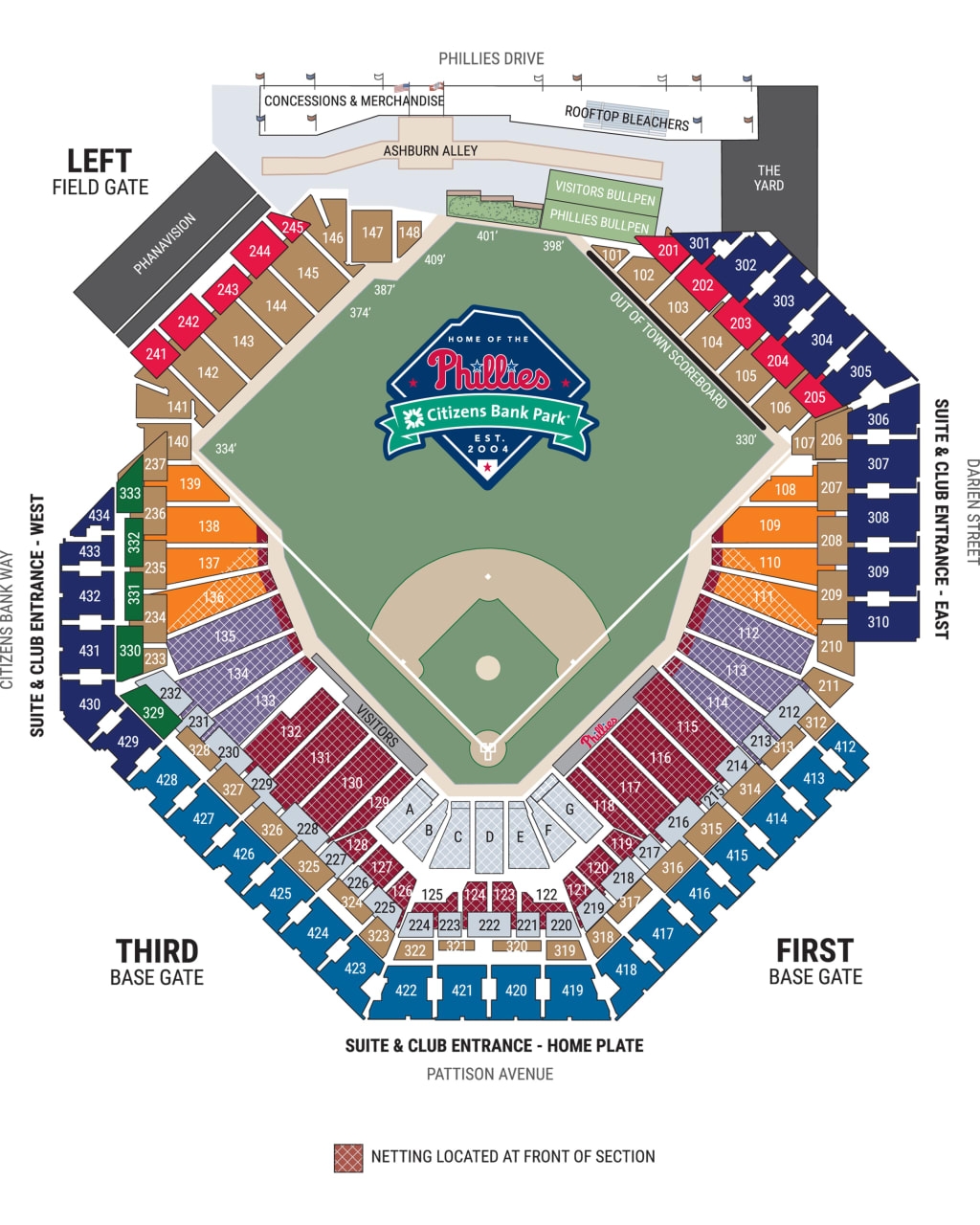 Citizens Bank Park Seating Map Netting Philadelphia Phillies Citizens Bank Park Seating Map Netting Philadelphia Phillies