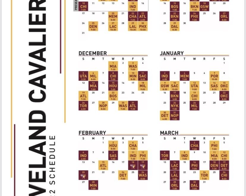 Cleveland Cavaliers Release 2021 2022 Schedule R clevelandcavs