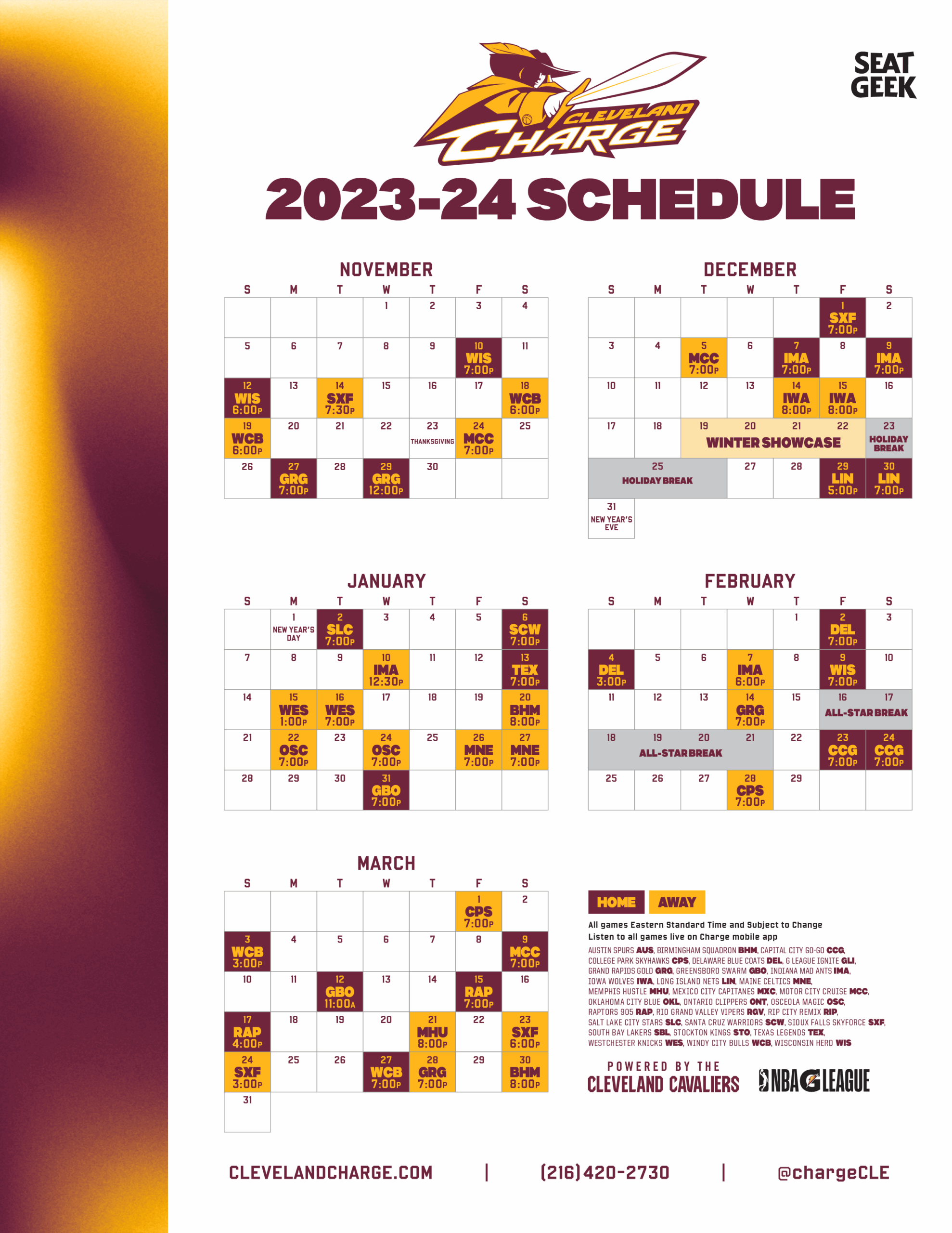 Cleveland Cavaliers Schedule Printable