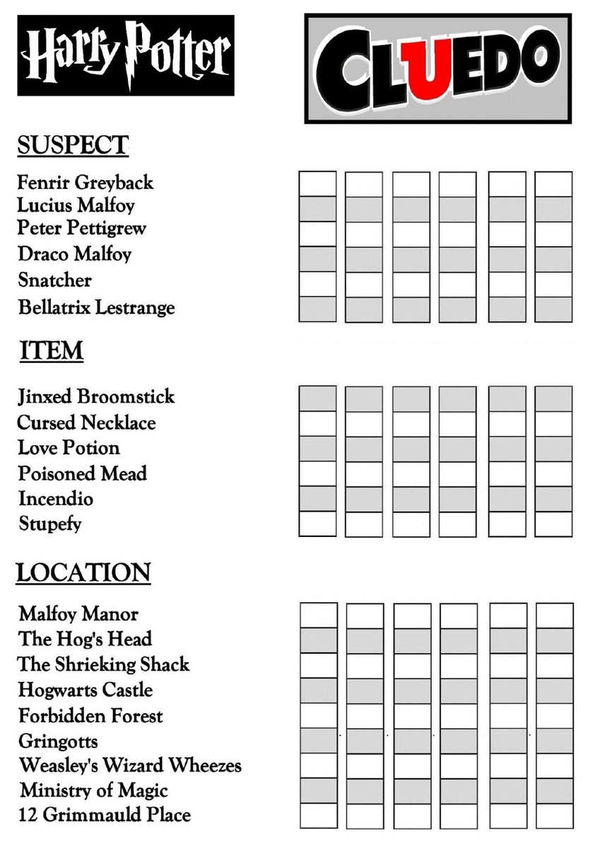 CLUEDO HARRY POTTER DETECTIVE NOTES 100 50 DOUBLE SIDED LOOSE SHEETS A6 7426910806090 EBay