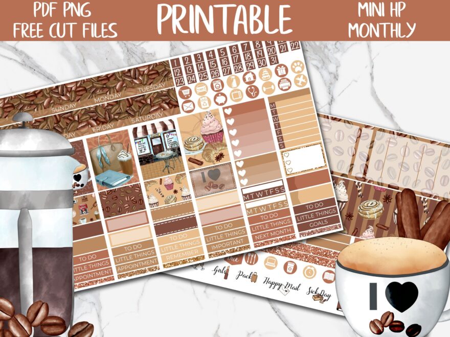 Coffee Lover Coffee Shop MINI Happy Planner Printable Planner Sticker But First Coffee Monthly MINI HP Digital Sticker Planner Stickers Etsy