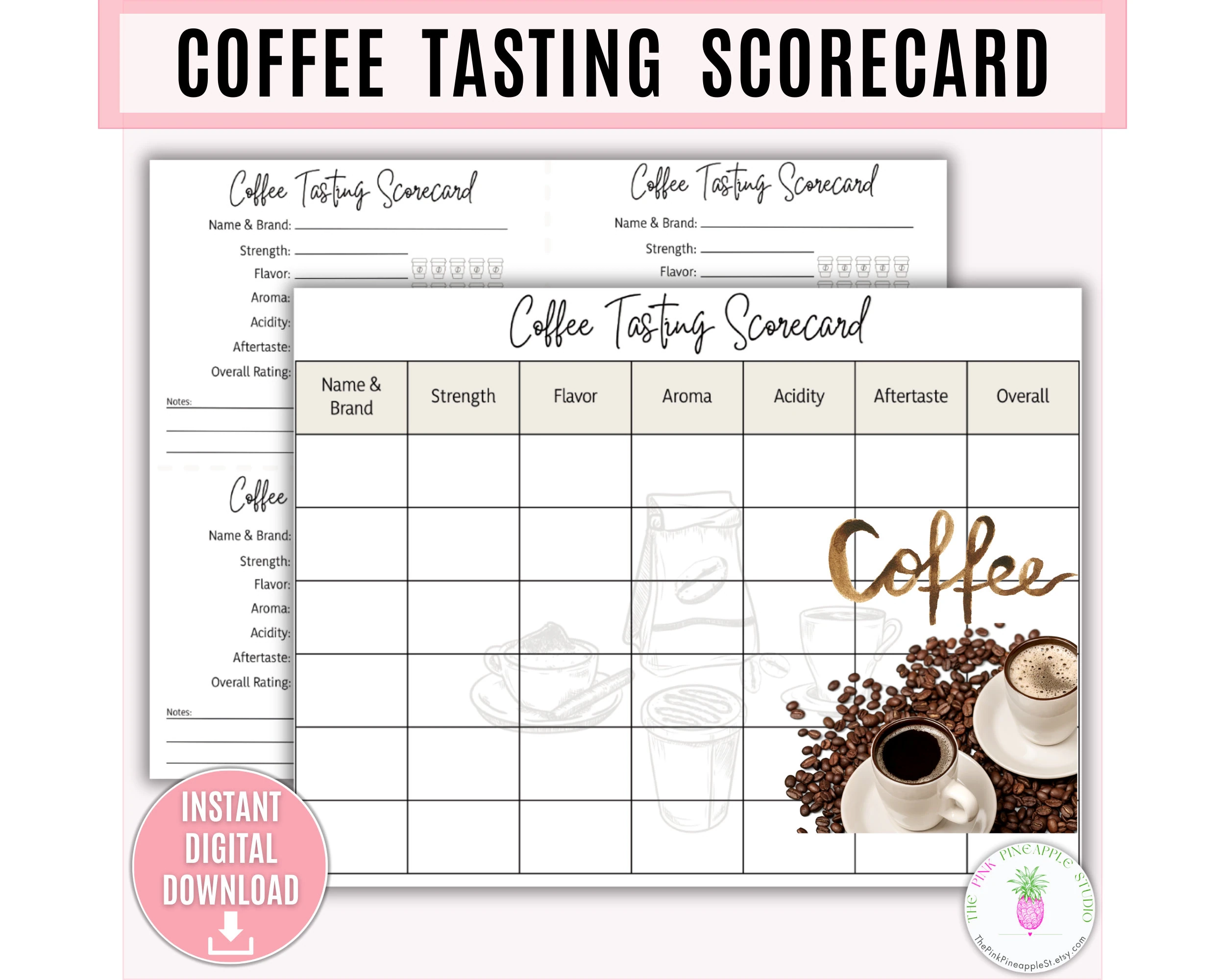 Coffee Tasting Scorecard Printable Template Coffee Party Fun Party Game Coffee Evaluation Ratings Coffee Judging Coffee Lover Journal Etsy