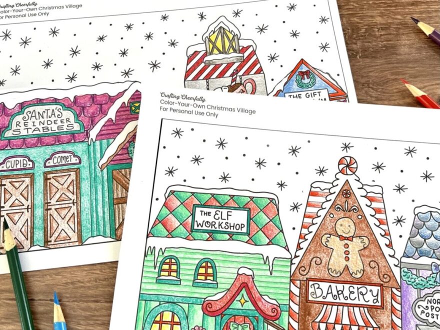 Color Your Own Christmas Village Free Printable Coloring Pages Crafting Cheerfully