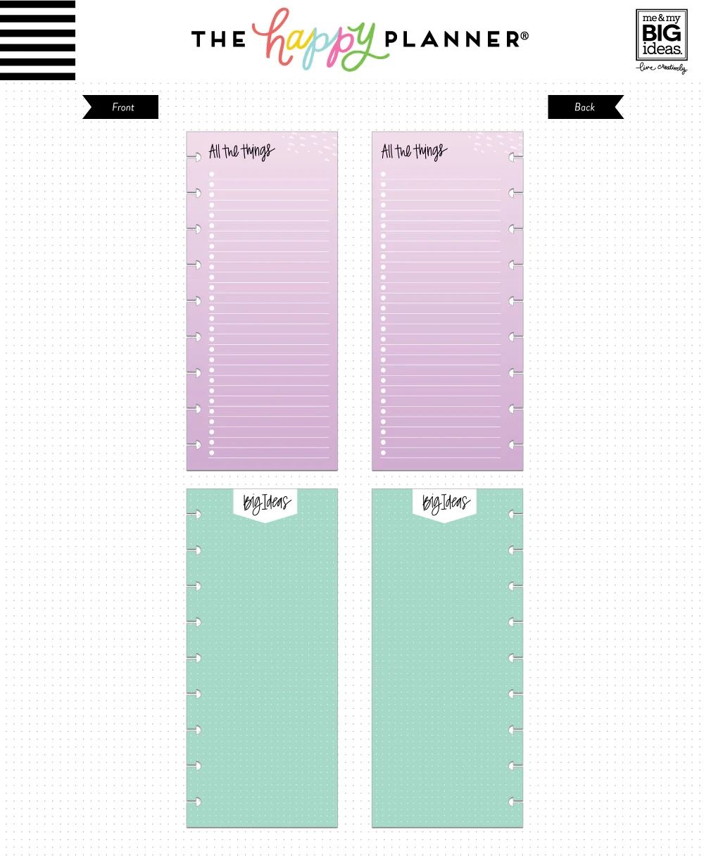 Colored Paper Half Sheet Classic Happy Planner