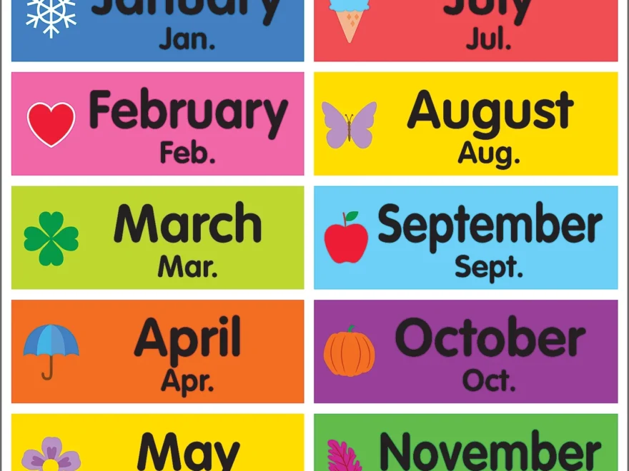 Colorful Months Of The Year Chart McGregor s Teacher Supplies