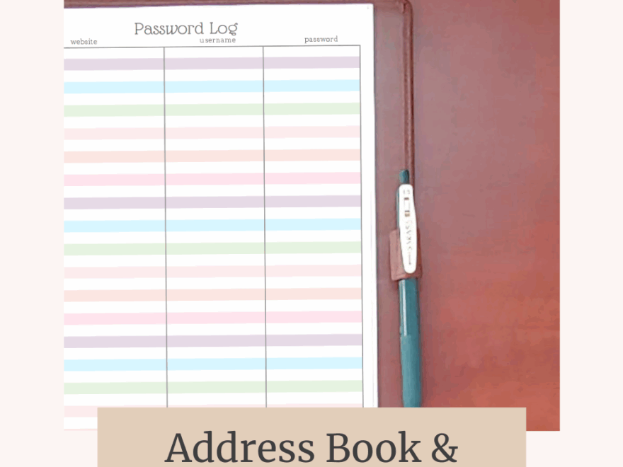 Colourful Address Book And Password Log Printables