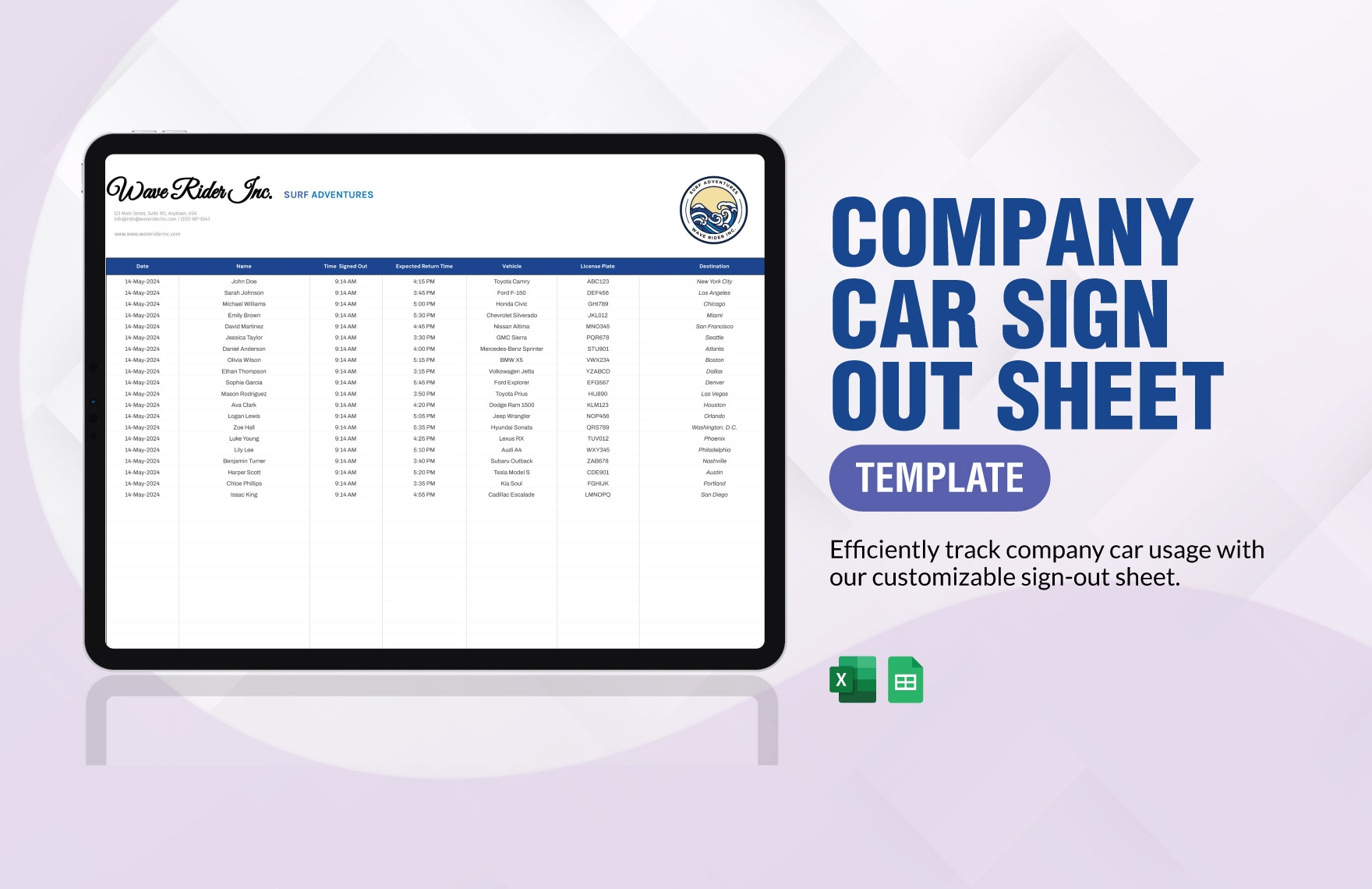 Company Car Sign Out Sheet Template In Excel Google Sheets Download Template Company Car Sign Out Sheet Template In Excel Google Sheets Download Template
