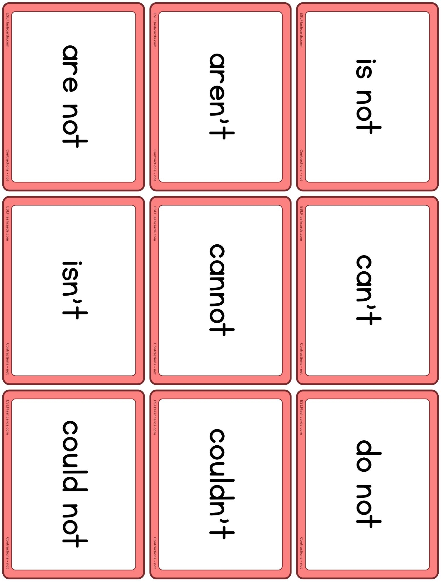 Contractions With NOT ESL Flashcards