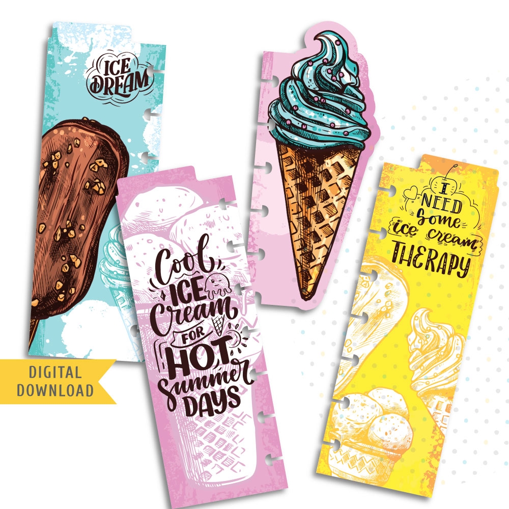 Cool Ice Cream Divider Kit Printable Planner Dividers MY COZY PLANNER