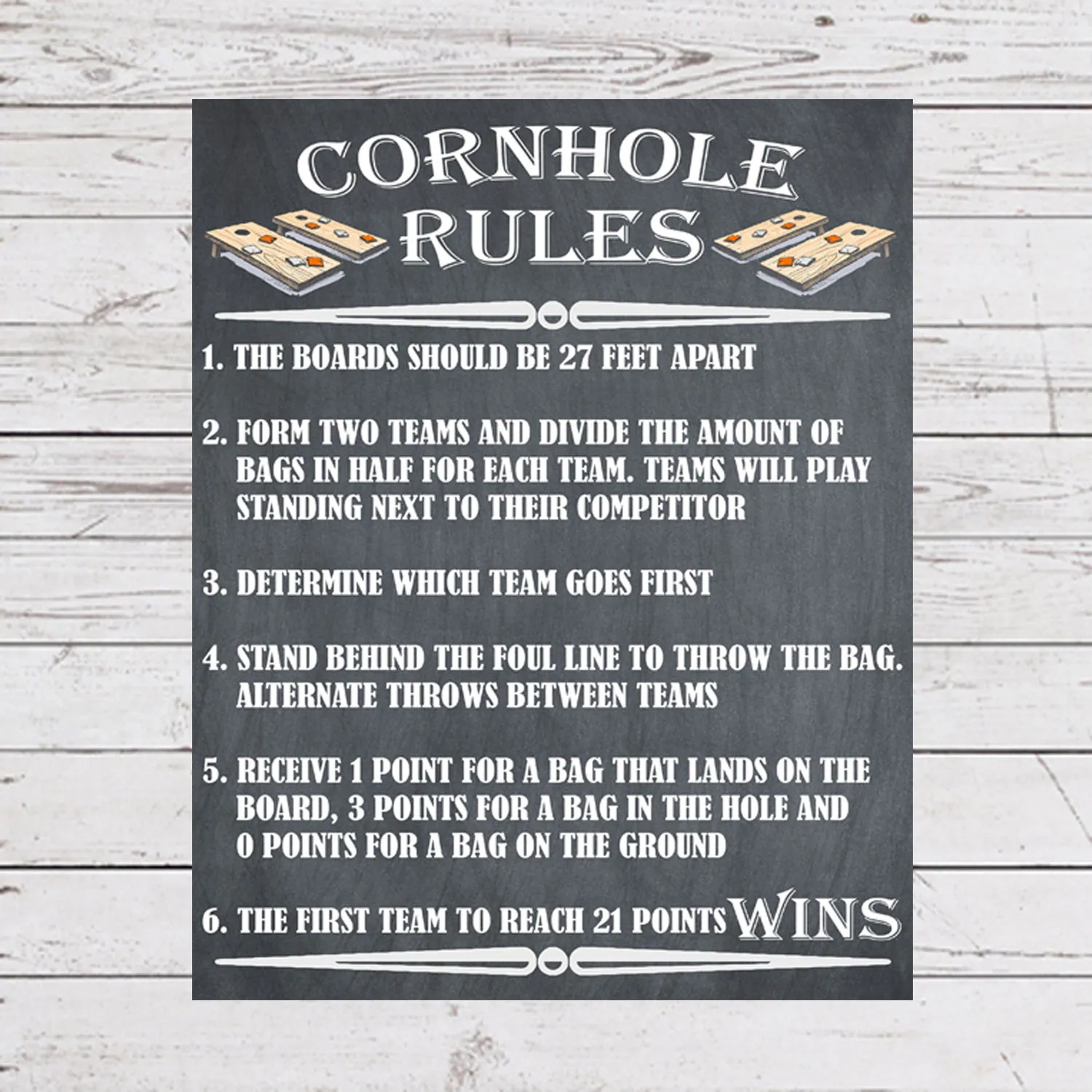 Printable Corn Hole Rule Sign