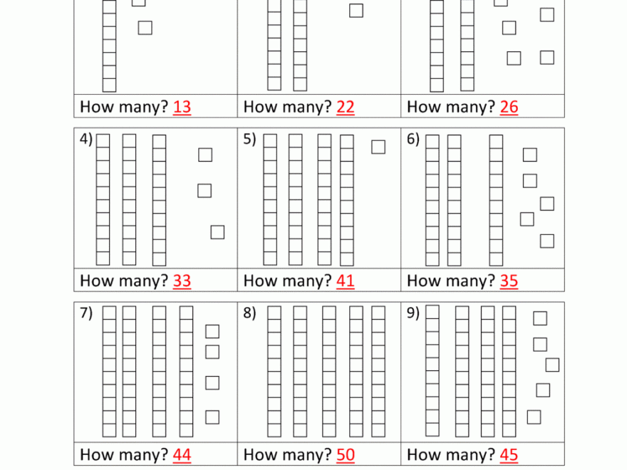 Counting Tens And Ones Sheet 1 Answers