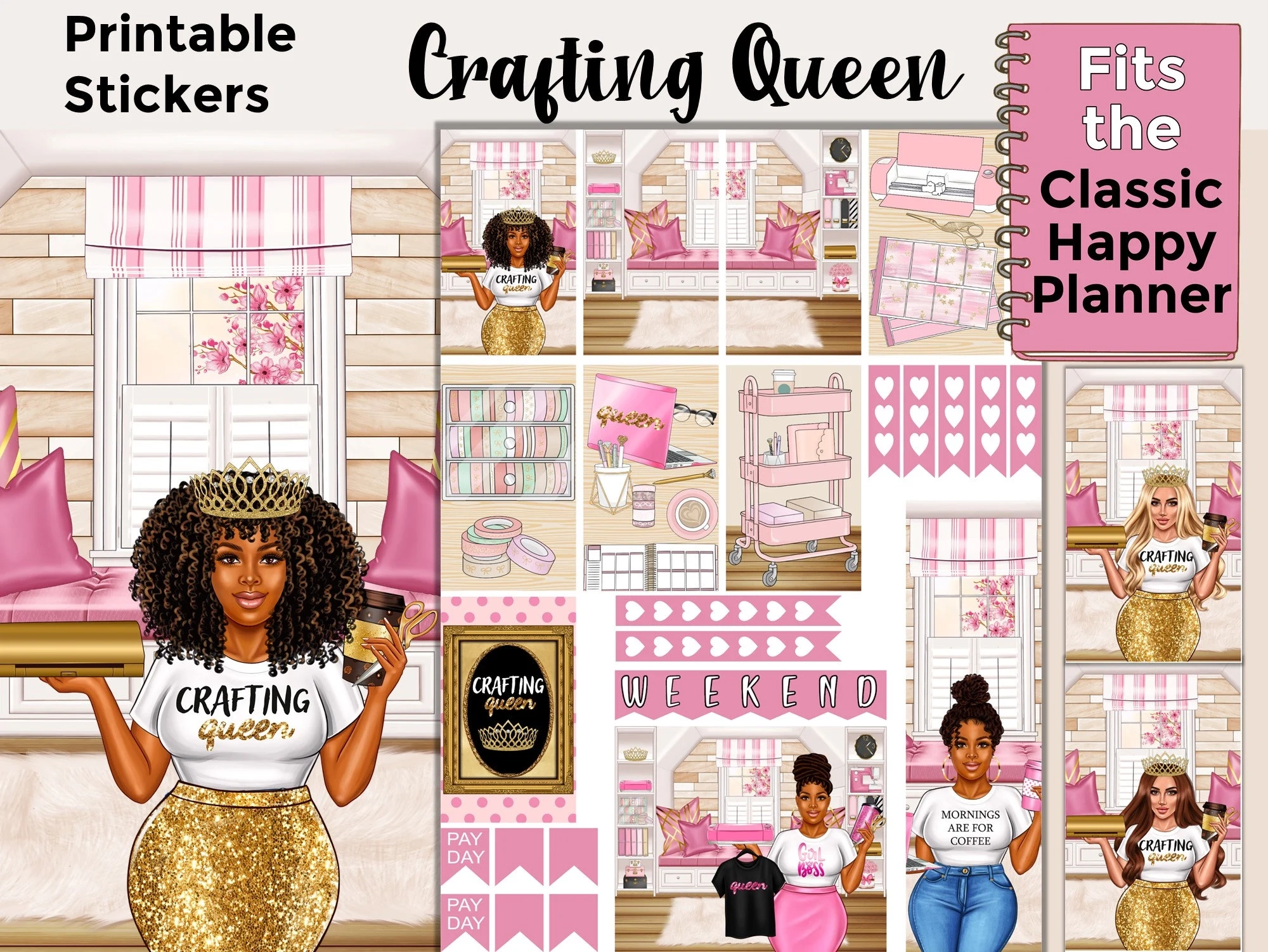 Craft Room Printable Planner Stickers Made To Fit The Classic Happy Planner Crafting Queen Etsy