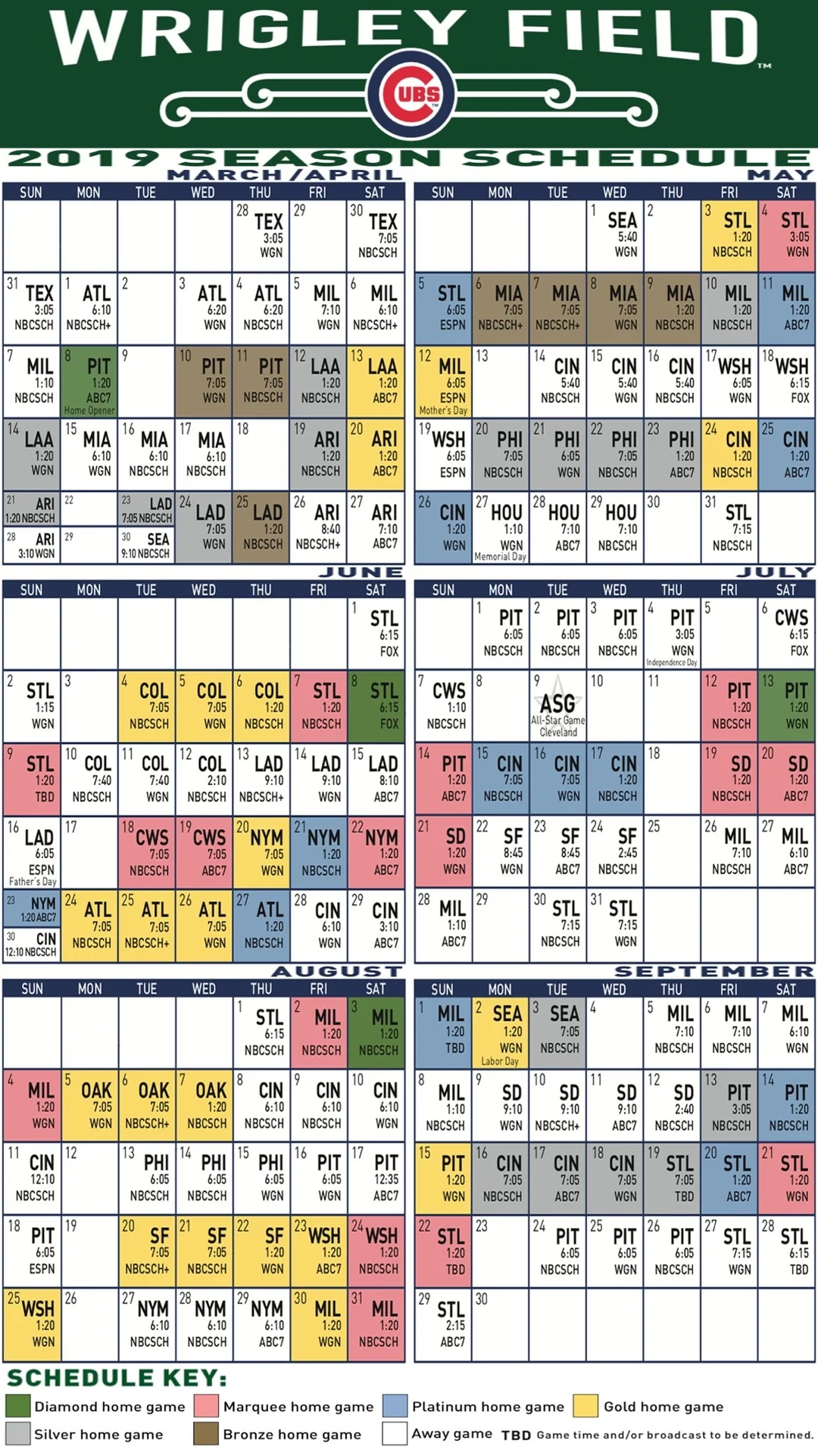 Printable Cubs Postseason Schedule