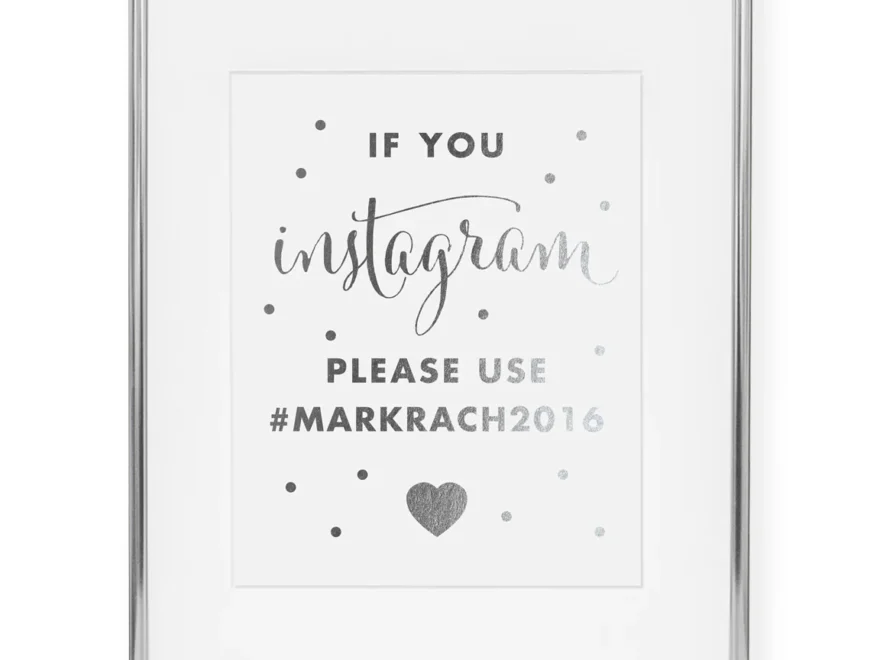 Custom Instagram Sign Personalized Social Media Hashtag Gold Foil Art Digibuddha