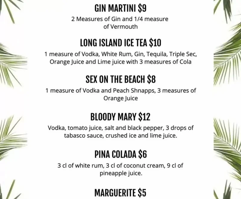 Customizable Drink Menu Templates