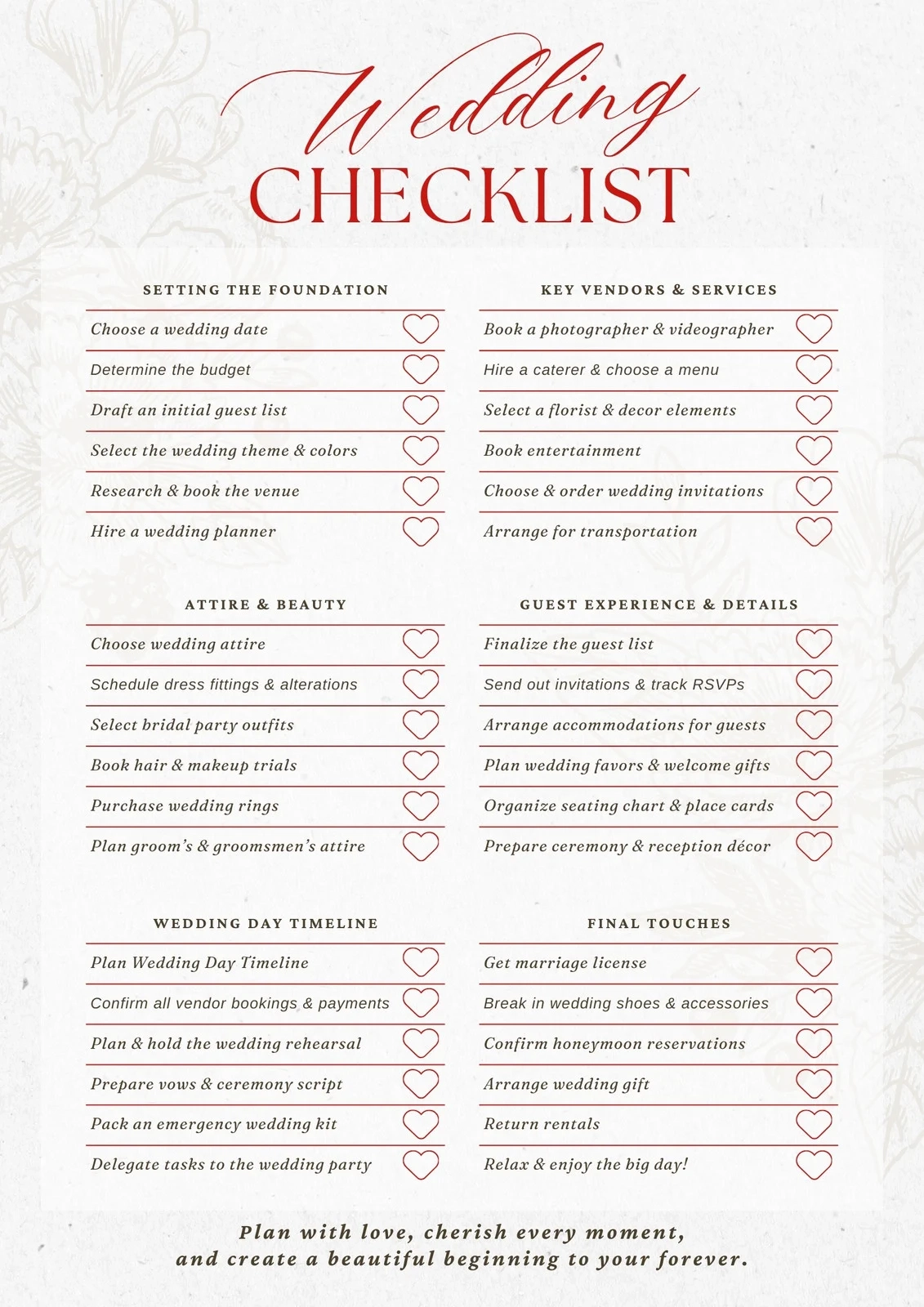 Printable Bridal Party Planing List