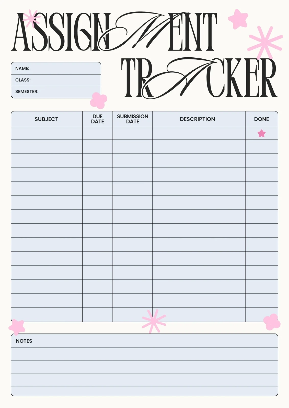 Free Printable Student Planner High School