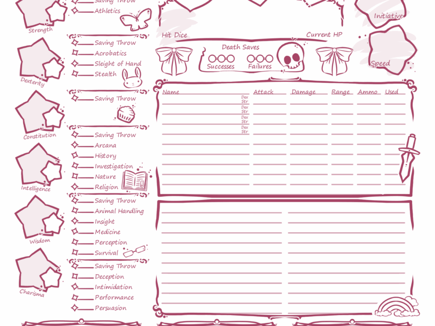 Cute Character Sheet 5th Edition
