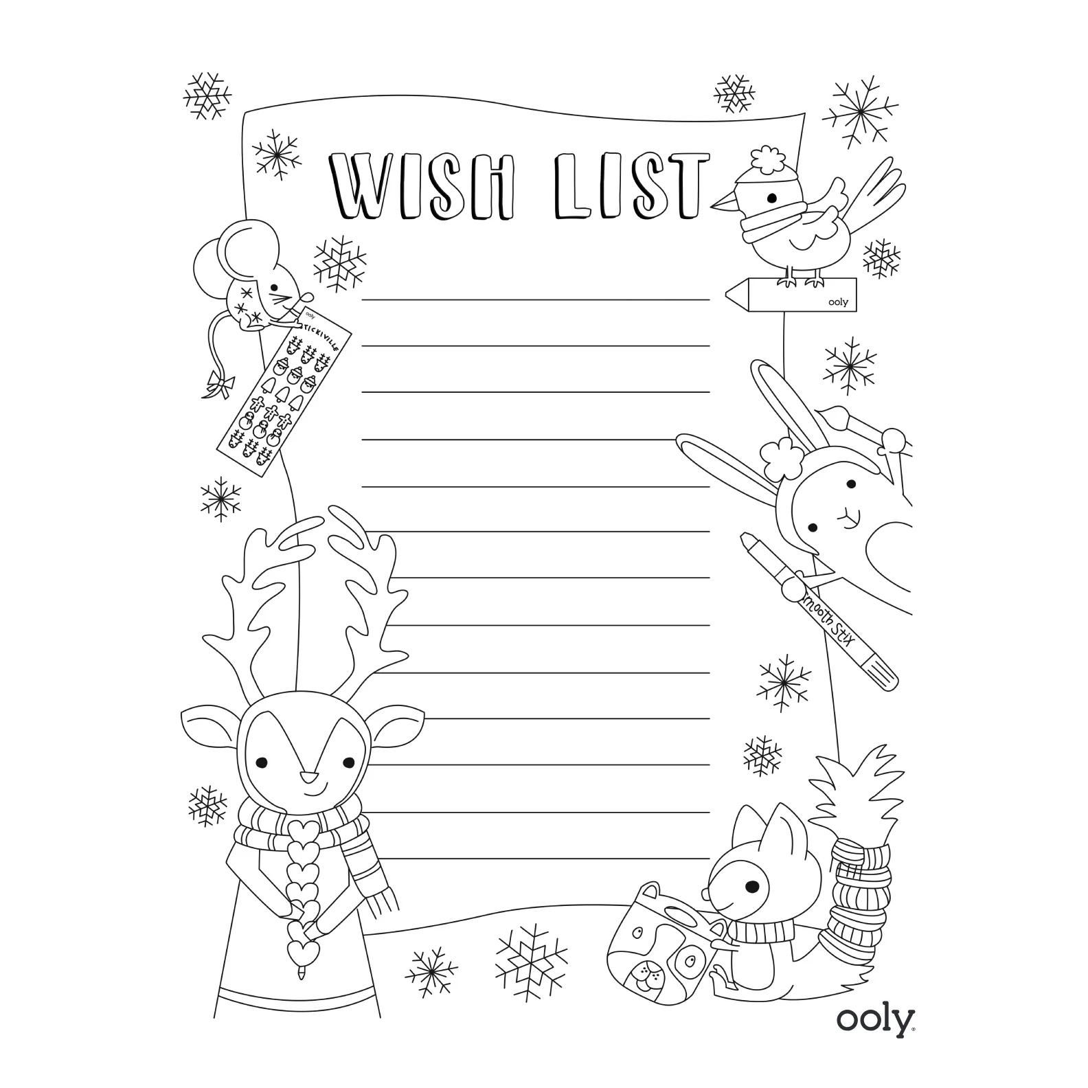 Printable Christmas List Coloring