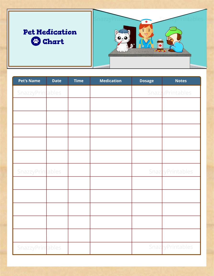 Dog Medicine Chart Printable