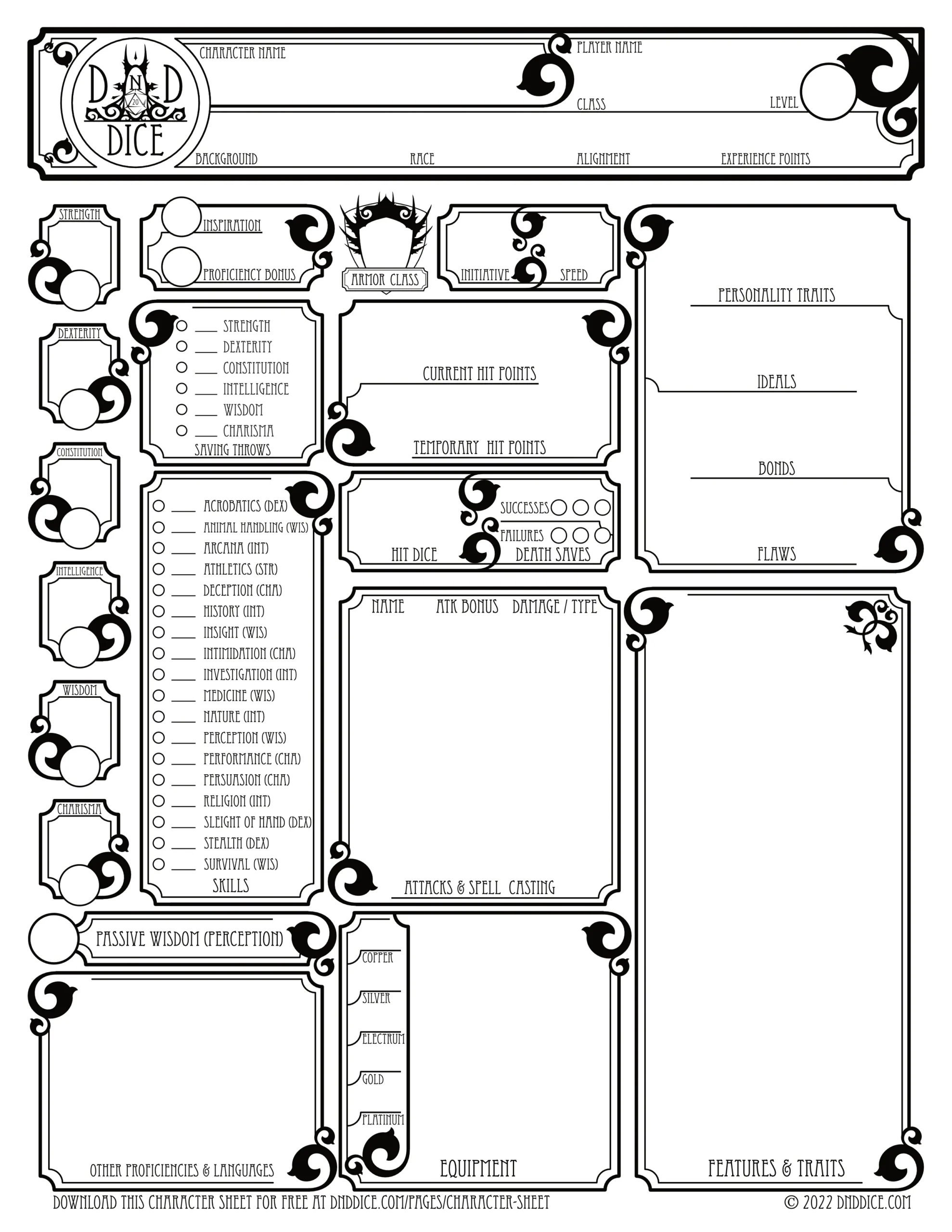 Printable 5th Edition Character Sheet Dnd Printable 5th Edition Character Sheet Dnd
