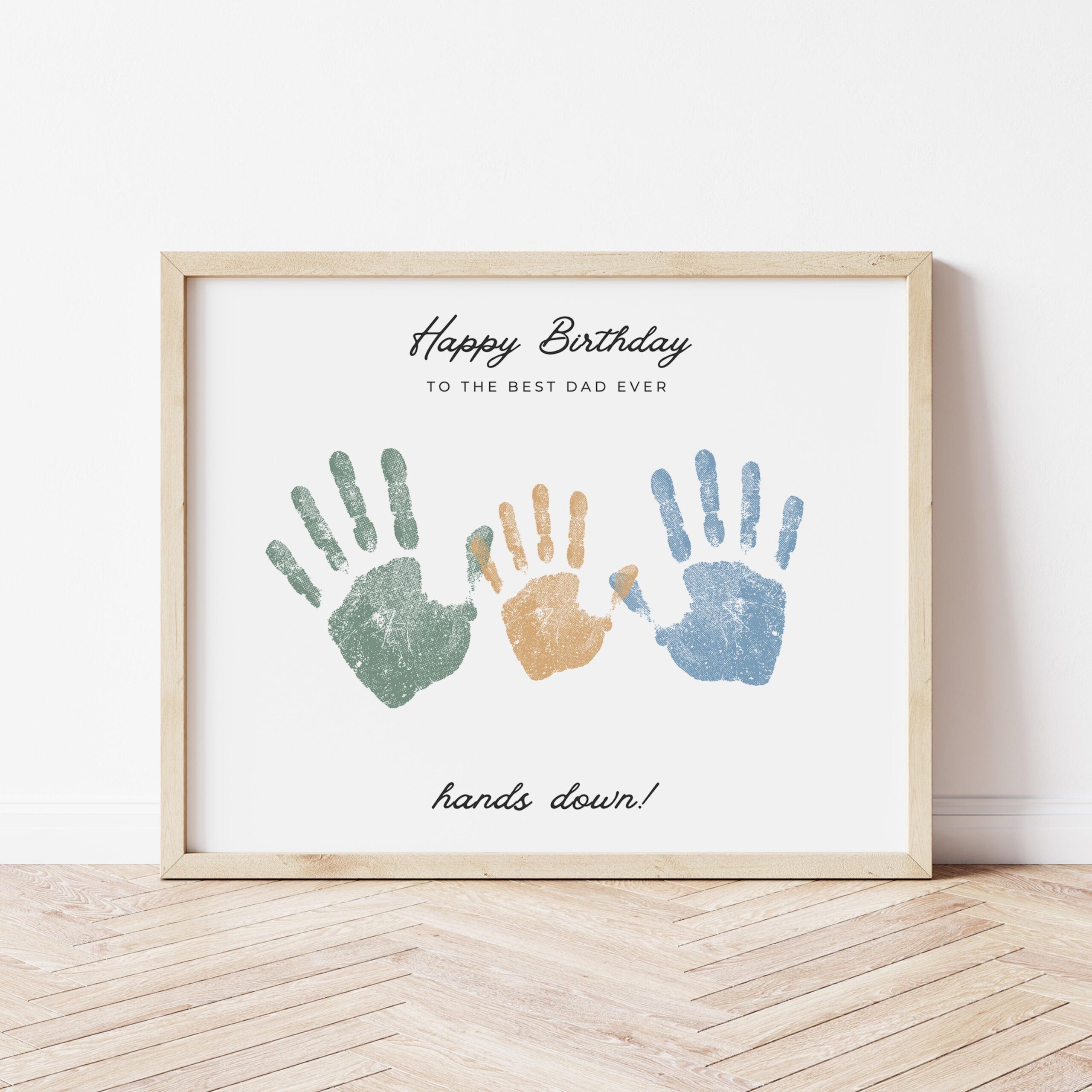 Dad Birthday Handprint Printable Best Dad Hands Down Craft Gift To Dad From Kids Happy Birthday Dad Card DIY Add Multiple Handprints Etsy