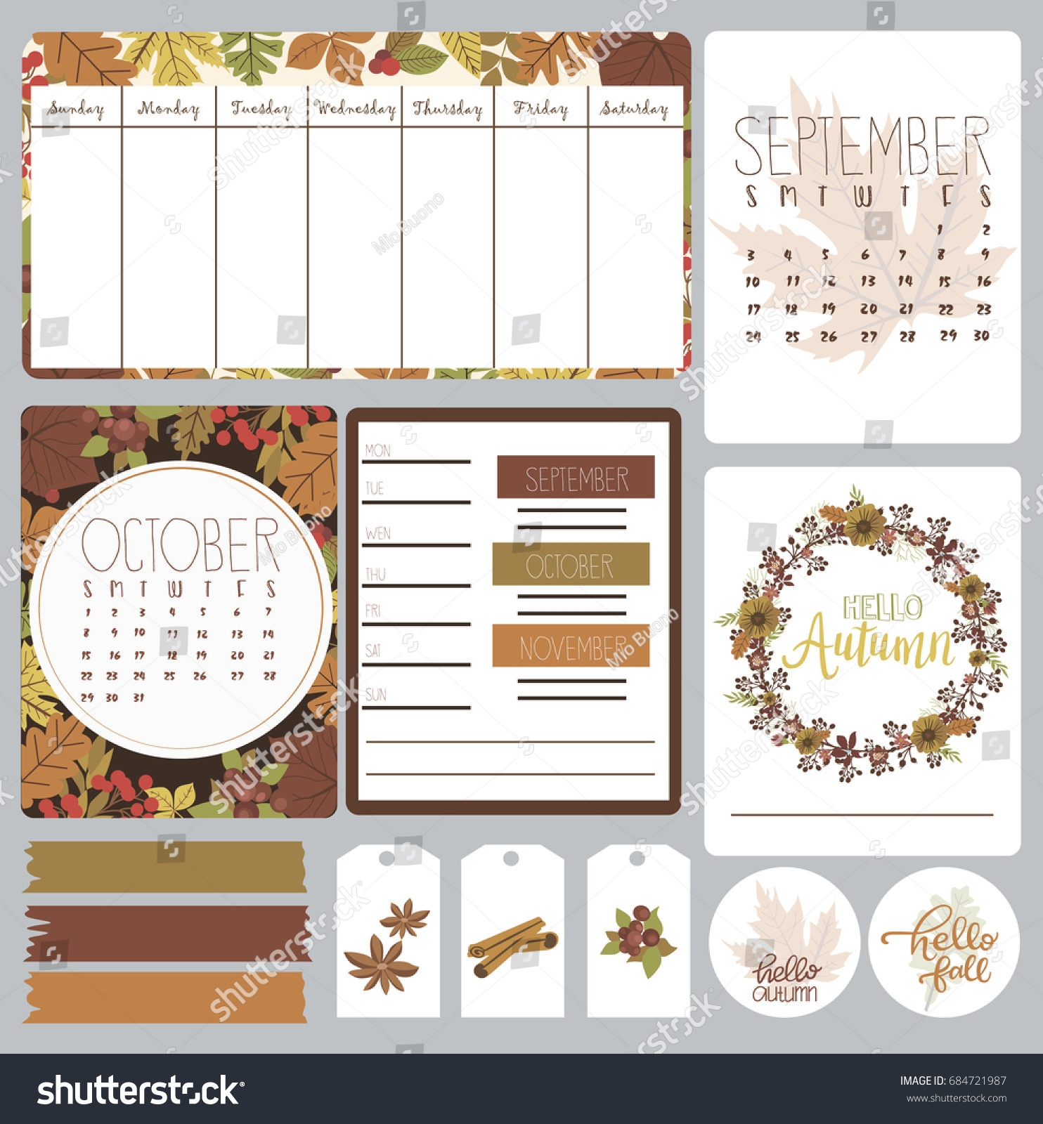 Daily Autumn Planner Template Do List Stock Vector Royalty Free 684721987 Shutterstock