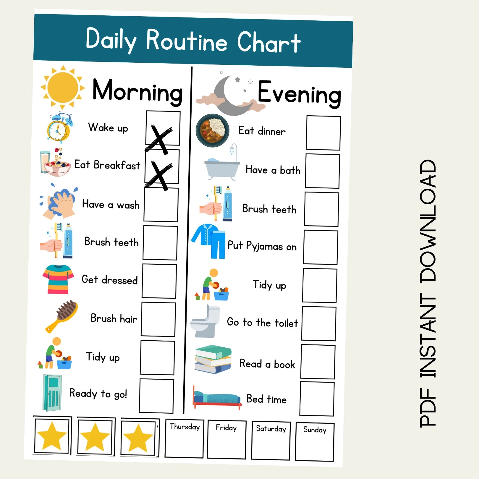 Daily Routine Chart Home School Autism Special Needs Children Kids Day Chart Reward Preschool Toddler Behaviour Etsy