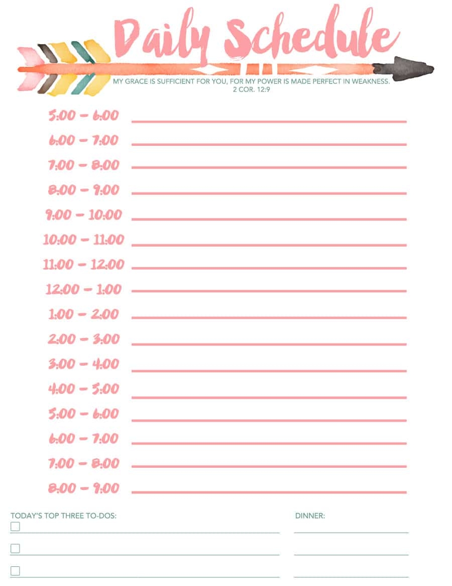 Daily Routine Schedule Printable