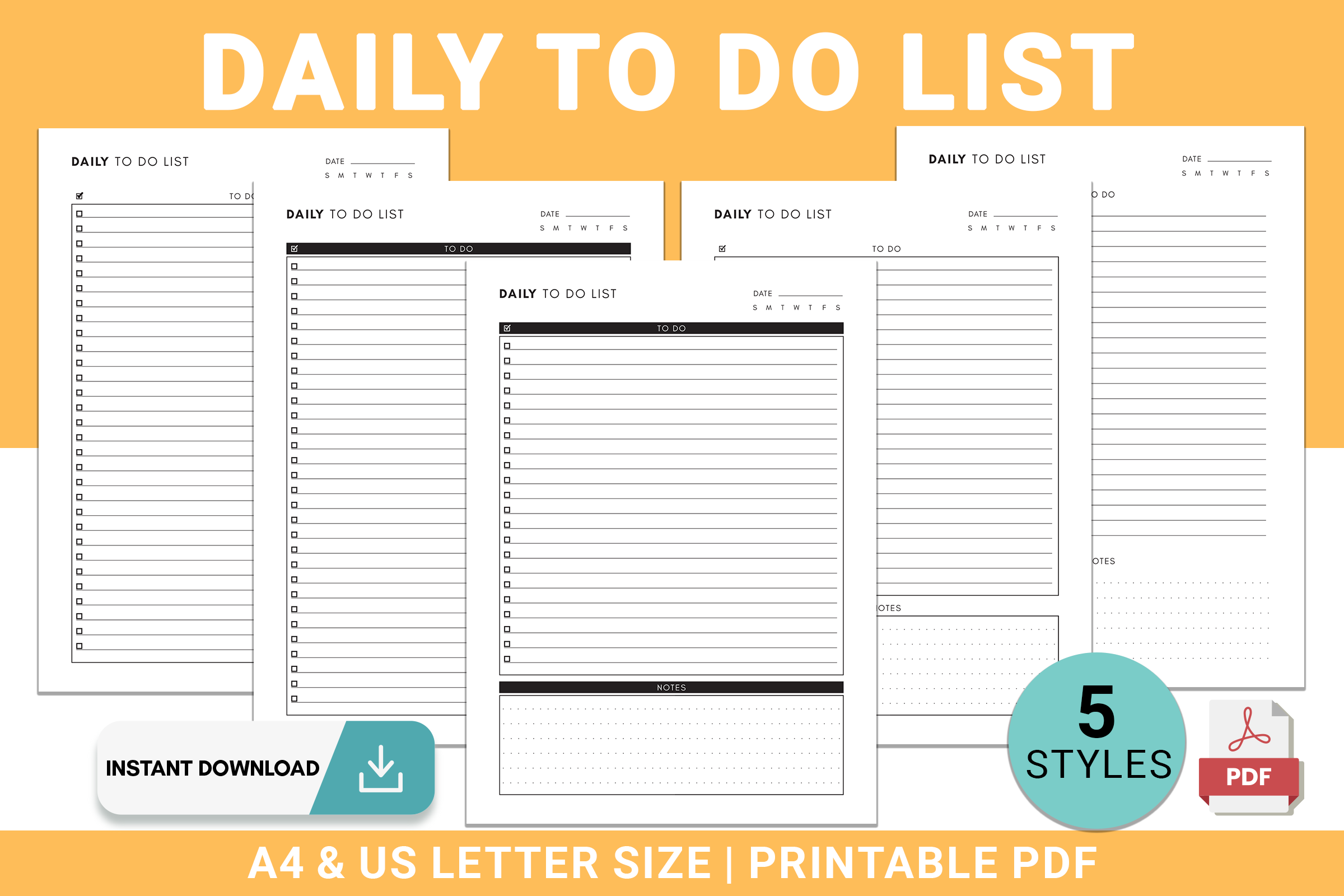 Daily To Do List Printable Template Simple Minimalist Task List A4 US Letter Size PDF Made By Teachers