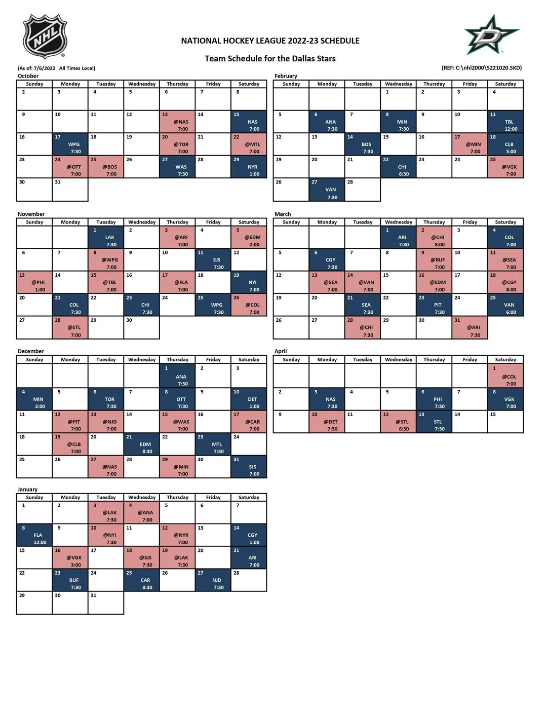 Dallas Stars 2022 23 Schedule R DallasStars