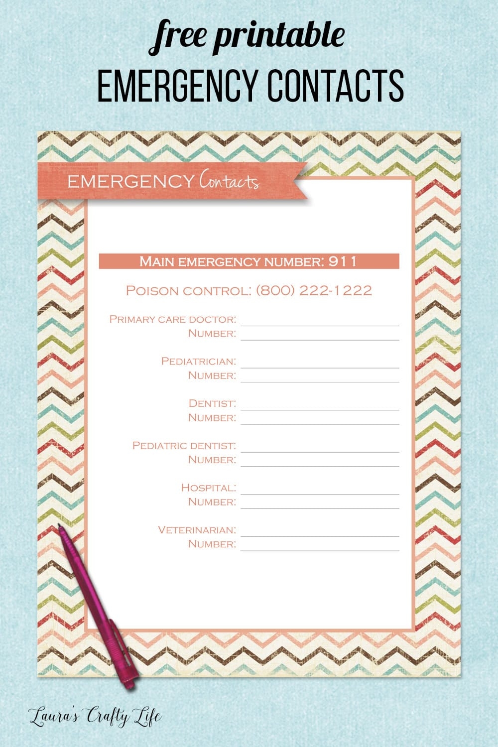 Emergency Number List Printable