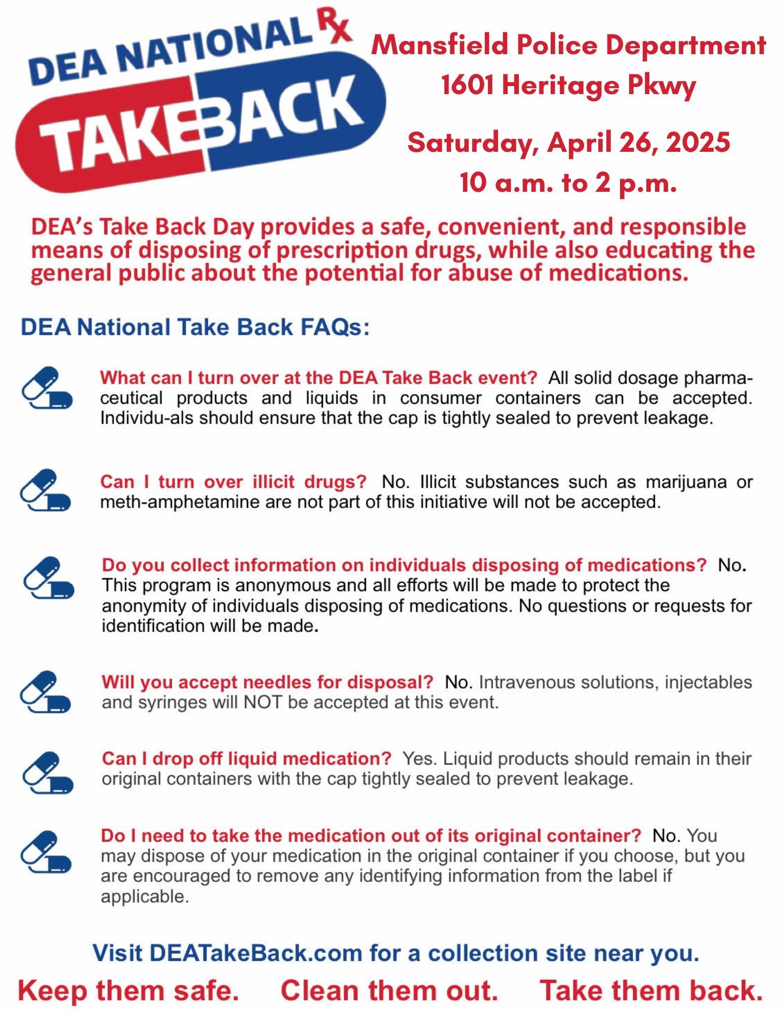 DEA Drug Take Back Day Information Mansfield TX DEA Drug Take Back Day Information Mansfield TX