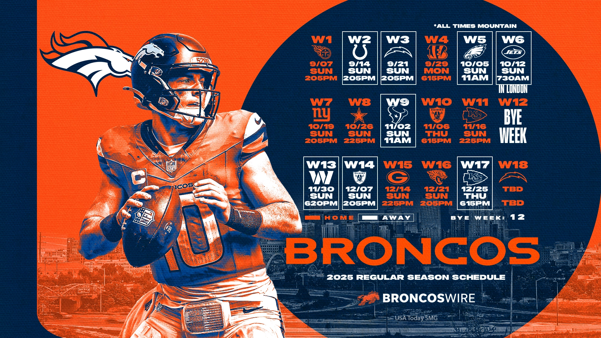 Denver Broncos 2026 Printable Schedule