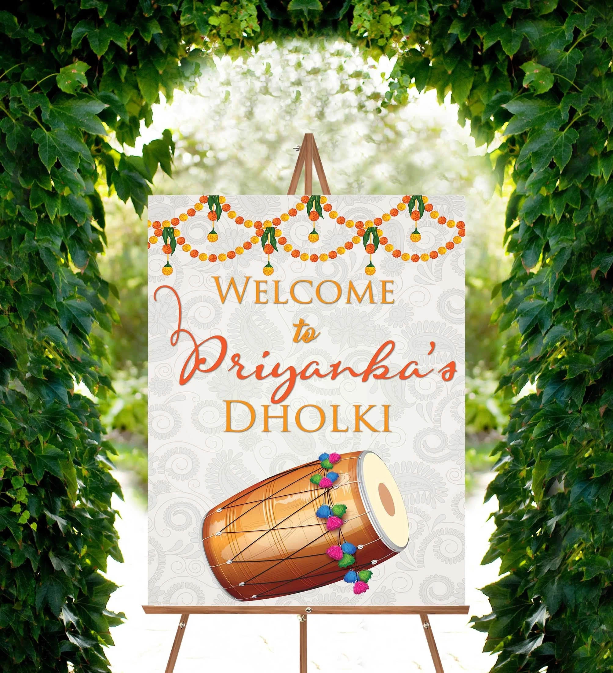 Dholki Welcome Sign Printable