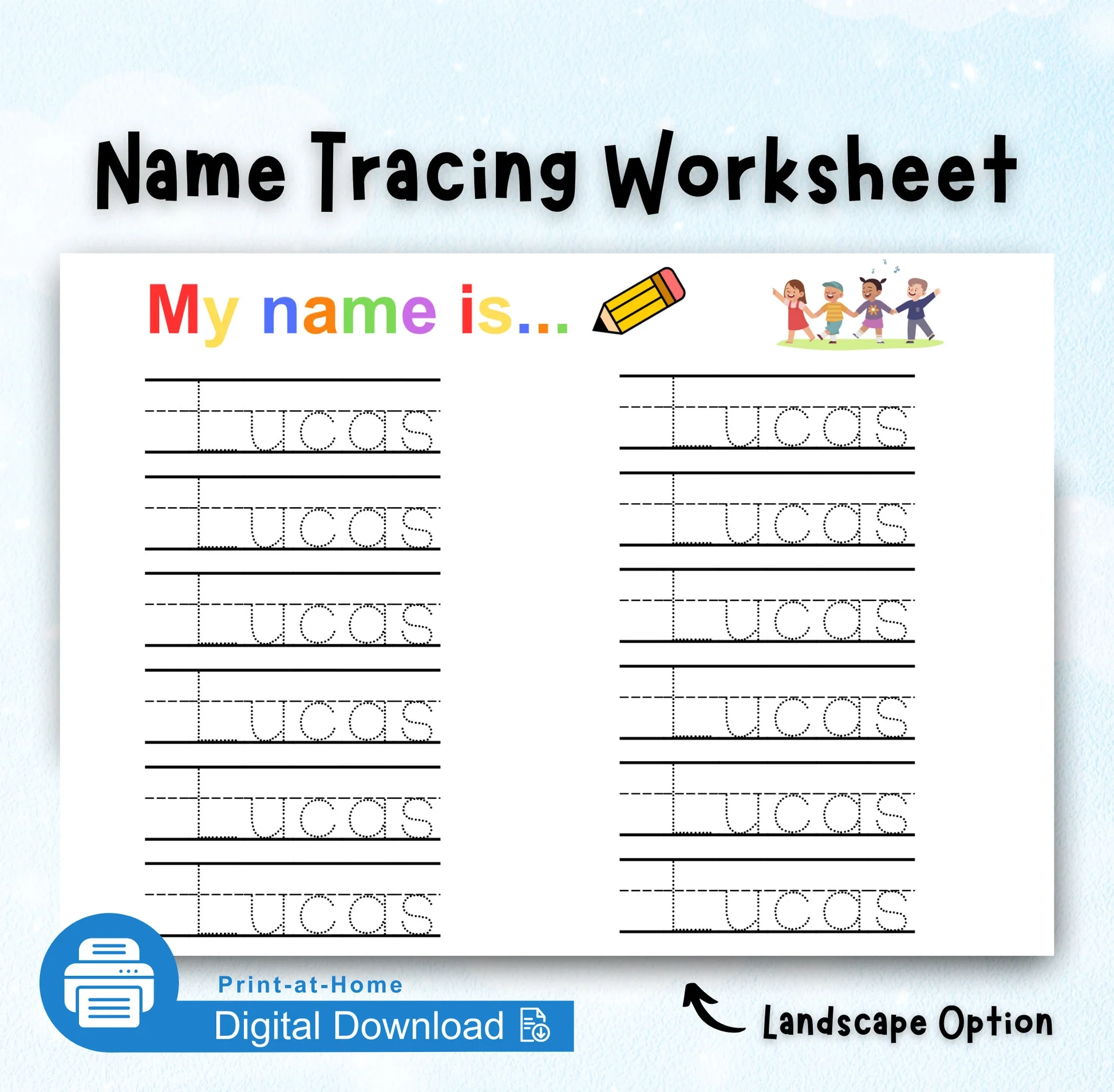 Printable Personalized Tracing Sheets