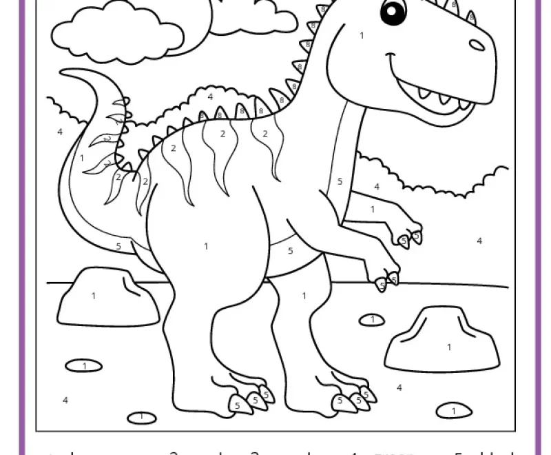 Dinosaur Color By Number Pages K12 Math Worksheets