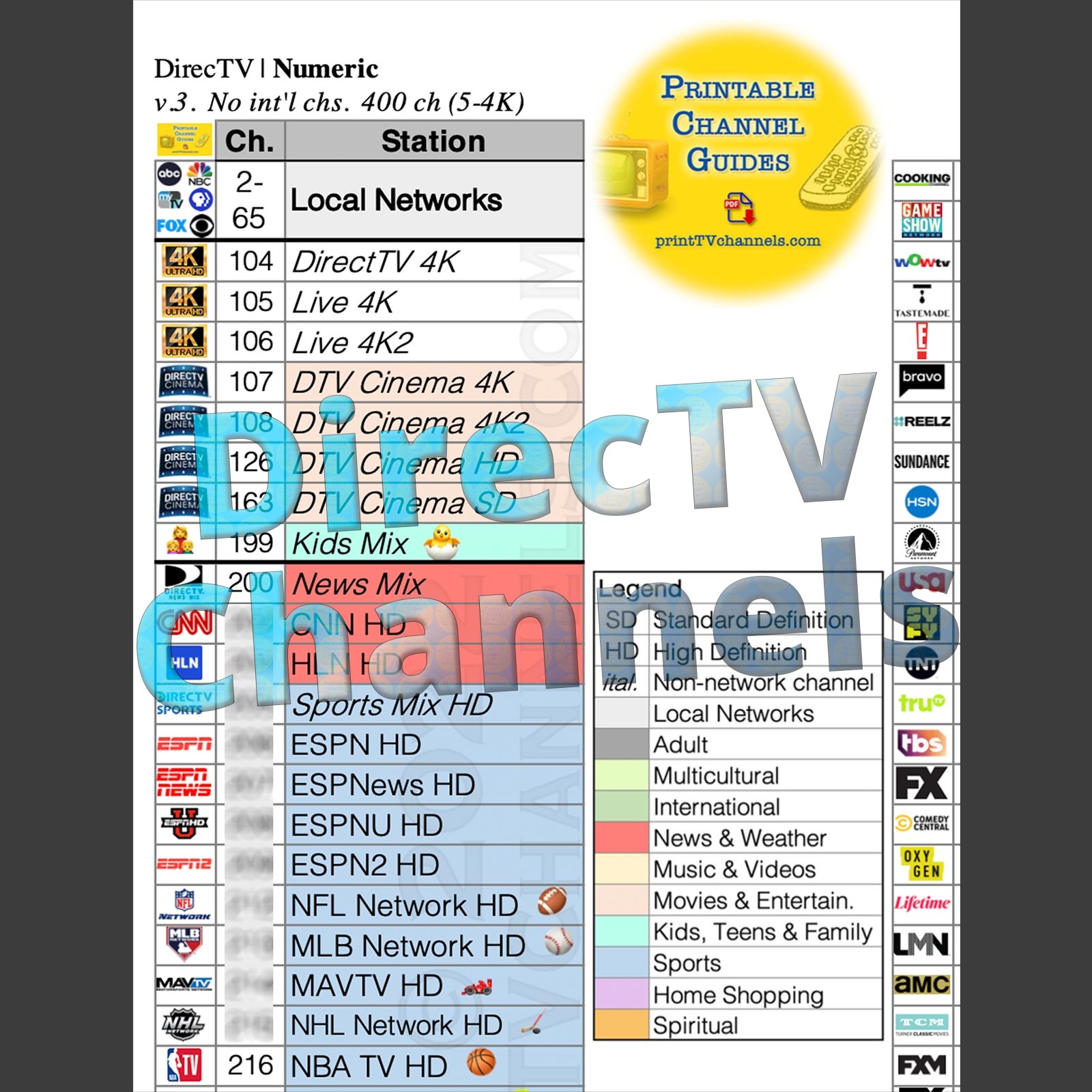 Printable Directv Channel Guide Portland Oregon