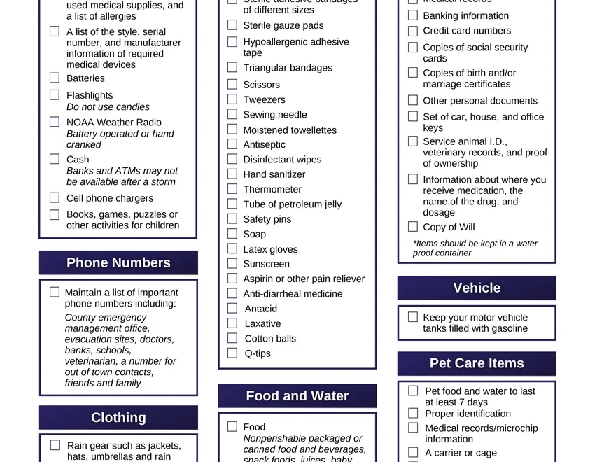 Disaster Supply Kit Checklist Florida Disaster