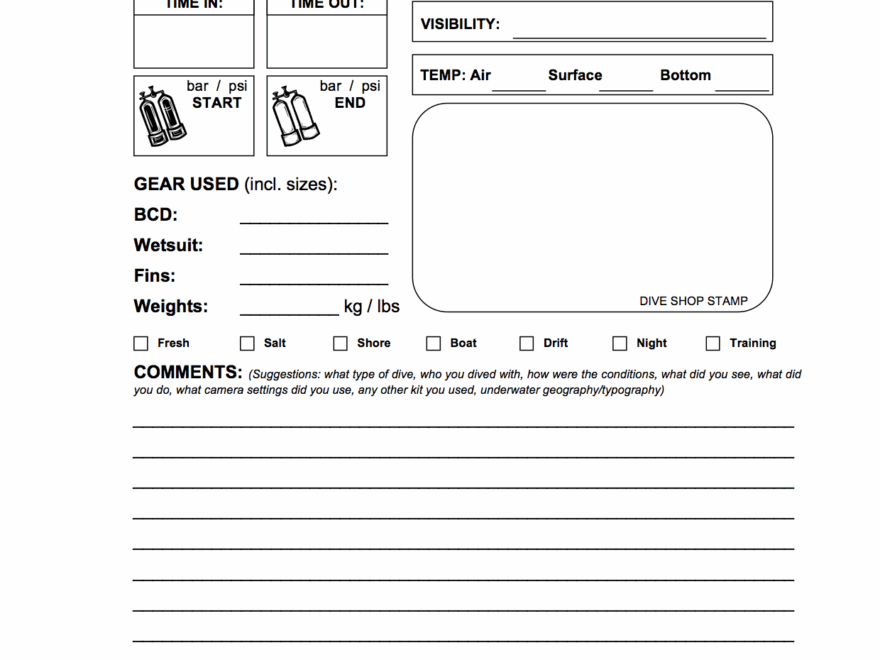 Dive Logbook Template Dylans Blog
