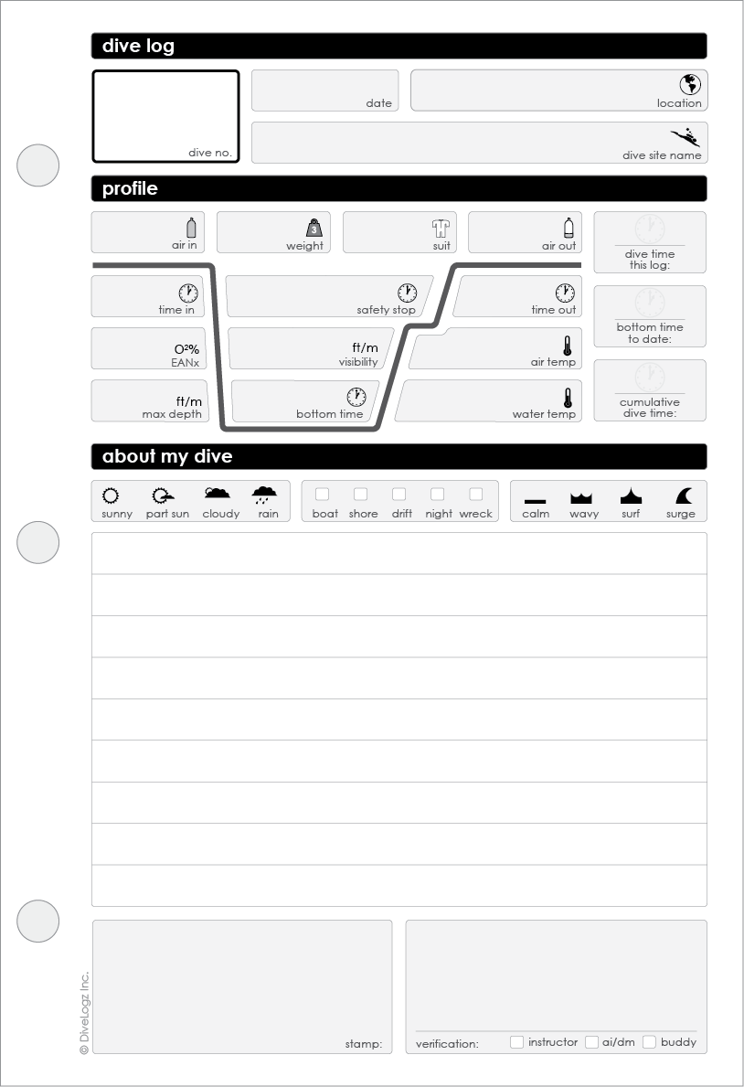 Printable Dive Log Sheets
